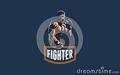 A male athlete in sport gloves. Vector Illustration